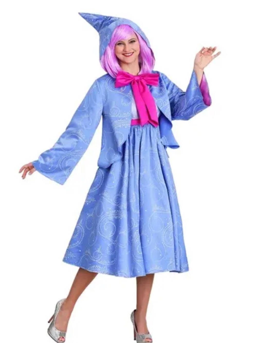 Disney Cinderella Fairy Godmother Deluxe Costume Dress Jacket Bow L 12-14